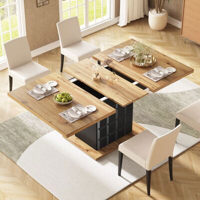 MERAX Table à Manger Extensible 110–140 cm avec Rangement Design Moderne à Motif Carré pour Cuisine et Salon Noir - Publicité MERAX Table à Manger Extensible 110–140 cm avec Rangement Design Moderne à Motif Carré pour Cuisine et Salon Noir - Publicité