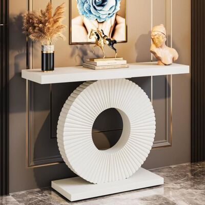 Tribesigns Table Console Moderne avec Base Géométrique 100cm Table dentrée en bois pour le salon lentrée le couloir Blanc Blanc - Publicité Tribesigns Table Console Moderne avec Base Géométrique 100cm Table dentrée en bois pour le salon lentrée le couloir Blanc Blanc - Publicité