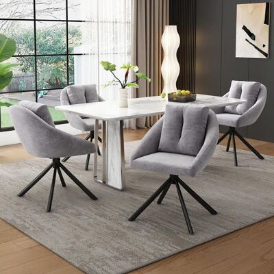 Generic Lot de 4 chaises de salle à manger pivotante élégante et confortable tissu en velours respirant Pour cuisine salon Gris Gris - Publicité Generic Lot de 4 chaises de salle à manger pivotante élégante et confortable tissu en velours respirant Pour cuisine salon Gris Gris - Publicité