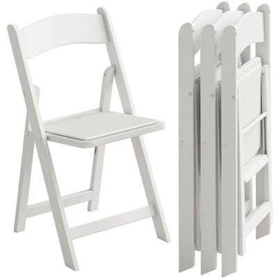 Lot de 4 chaises pliantes - HOMCOM - portables - pour intérieur et extérieur - résine et PU - 45x44x78cm - blanc Blanc - Publicité Lot de 4 chaises pliantes - HOMCOM - portables - pour intérieur et extérieur - résine et PU - 45x44x78cm - blanc Blanc - Publicité