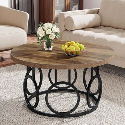 Tribesigns Table Basse Ronde 2 Niveaux Table de Salon Bois 80 cm Structure en Métal Industriel Style Grain de Bois et Noir Marron - Publicité Tribesigns Table Basse Ronde 2 Niveaux Table de Salon Bois 80 cm Structure en Métal Industriel Style Grain de Bois et Noir Marron - Publicité