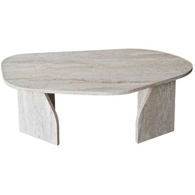 CALICOSY - Table basse avec plateau de forme organique et pieds larges L100 cm - ROCK - Travertin Beige - Publicité CALICOSY - Table basse avec plateau de forme organique et pieds larges L100 cm - ROCK - Travertin Beige - Publicité