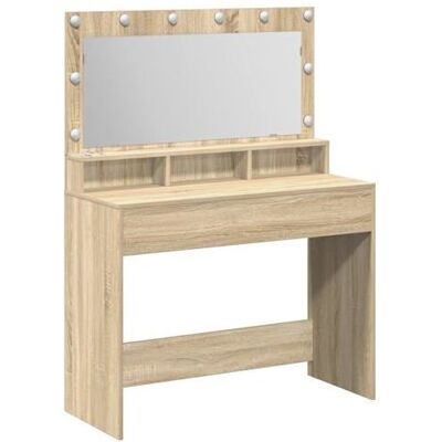 vidaXL Sonoma Eiche Coiffeuse - Design Moderne, Miroir LED, Grand Espace de Rangement - Publicité vidaXL Sonoma Eiche Coiffeuse - Design Moderne, Miroir LED, Grand Espace de Rangement - Publicité