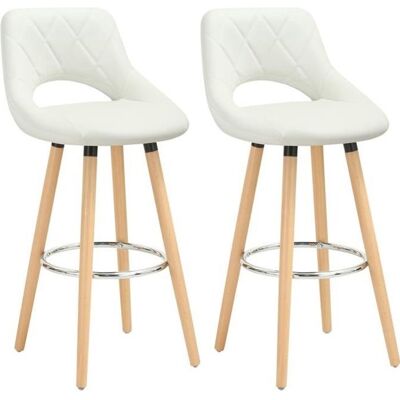WOLTU - Set 2 - Blanc - FauxLeatherSolidWood - Tabourets de bar - Publicité WOLTU - Set 2 - Blanc - FauxLeatherSolidWood - Tabourets de bar - Publicité