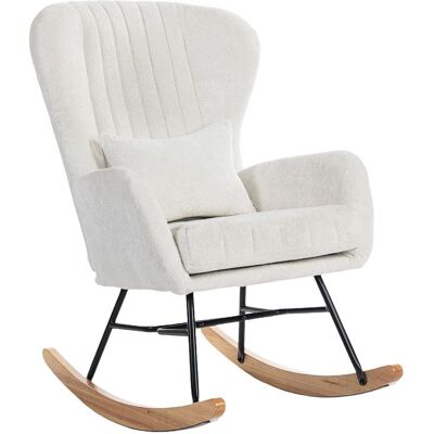 Fauteuil à bascule - HOMCOM - coussin assise rembourré dossier haut - tissu en velours - 67 x 88 x 104 cm - blanc Blanc - Publicité Fauteuil à bascule - HOMCOM - coussin assise rembourré dossier haut - tissu en velours - 67 x 88 x 104 cm - blanc Blanc - Publicité