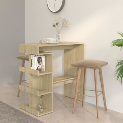 Table de bar Sonoma Chêne avec étagère de rangement - Table haute - Publicité Table de bar Sonoma Chêne avec étagère de rangement - Table haute - Publicité