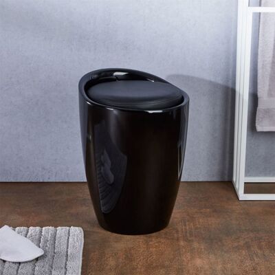 Idimex Tabouret DANIEL pouf rond coffre de rangement panier à linge siège avec assise rembourrée noir structure en plastique noir Noir - Publicité Idimex Tabouret DANIEL pouf rond coffre de rangement panier à linge siège avec assise rembourrée noir structure en plastique noir Noir - Publicité