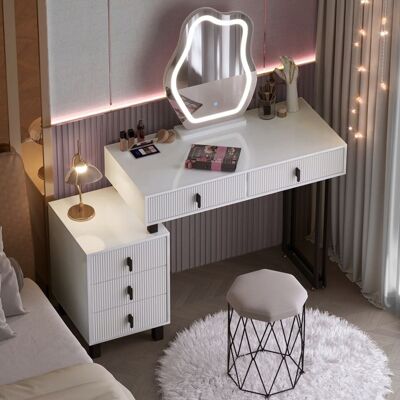 Coiffeuse avec Tabouret - Miroir LED réglable Nuage - WOLTU Table de Maquillage Moderne - Noir+Blanc Blanc - Publicité Coiffeuse avec Tabouret - Miroir LED réglable Nuage - WOLTU Table de Maquillage Moderne - Noir+Blanc Blanc - Publicité
