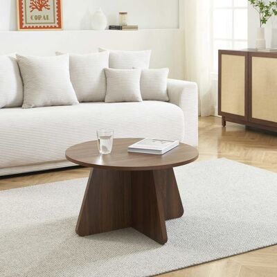 BAÏTA Table basse ronde RUBA effet noyer - Bois Marron - Publicité BAÏTA Table basse ronde RUBA effet noyer - Bois Marron - Publicité