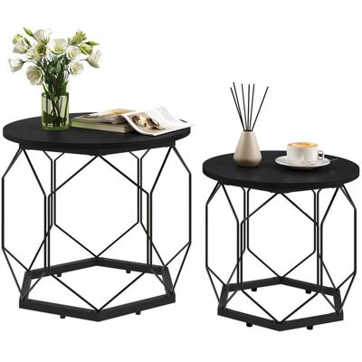 Tables Basses Gigognes Lot de 2 - WOLTU Table Salon - Style Industriel - Chêne Noir W0ATT0927 Noir - Publicité Tables Basses Gigognes Lot de 2 - WOLTU Table Salon - Style Industriel - Chêne Noir W0ATT0927 Noir - Publicité