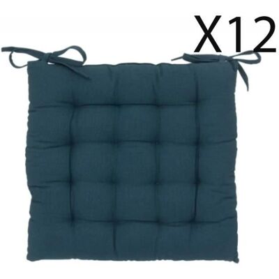 PEGANE Lot de 12 coussins de chaise coussin dassise en coton coloris bleu foncé - Longueur 38 x Profondeur 38 x Hauteur 4.5 cm Bleu - Publicité PEGANE Lot de 12 coussins de chaise coussin dassise en coton coloris bleu foncé - Longueur 38 x Profondeur 38 x Hauteur 4.5 cm Bleu - Publicité