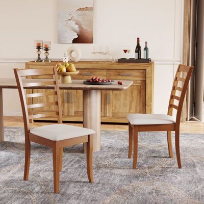 COSTWAY Lot de 2 Chaises de Salle à Manger en Bois Hévéa 44 x56 x96 cm - Dossier Haut à Lattes -Siège 44 x 445 cm Rembourrée Beige Beige - Publicité COSTWAY Lot de 2 Chaises de Salle à Manger en Bois Hévéa 44 x56 x96 cm - Dossier Haut à Lattes -Siège 44 x 445 cm Rembourrée Beige Beige - Publicité
