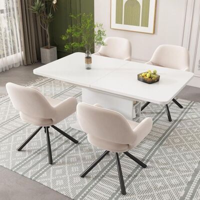 Generic Lot de 4 chaises de salle à manger pivotante avec rampes Moderne et simple Pour cuisine salon salle à manger Velours Beige Beige - Publicité Generic Lot de 4 chaises de salle à manger pivotante avec rampes Moderne et simple Pour cuisine salon salle à manger Velours Beige Beige - Publicité