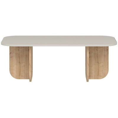 CALICOSY - Table basse rectangulaire avec plateau aux bords arrondis L120 cm - BECAJ - Grès/ Chêne saphir Beige - Publicité CALICOSY - Table basse rectangulaire avec plateau aux bords arrondis L120 cm - BECAJ - Grès/ Chêne saphir Beige - Publicité