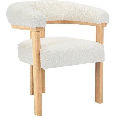 VENTE-UNIQUE Chaise avec accoudoirs en tissu bouclette et bois dhévéa naturel - Blanc - LIVELIA Beige - Publicité VENTE-UNIQUE Chaise avec accoudoirs en tissu bouclette et bois dhévéa naturel - Blanc - LIVELIA Beige - Publicité
