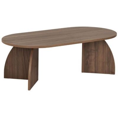 CALICOSY Table basse avec plateau ovale et pieds courbés - Gamme SELENE - Effet Noyer - L120 x P60 x H40 cm Marron - Publicité CALICOSY Table basse avec plateau ovale et pieds courbés - Gamme SELENE - Effet Noyer - L120 x P60 x H40 cm Marron - Publicité