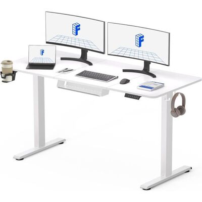FlexiSpot Bureau Assis Debout Électrique 140x60cm Bureau Réglable Table dordinateur avec Crochet Fonction MémoireBlanc Blanc - Publicité FlexiSpot Bureau Assis Debout Électrique 140x60cm Bureau Réglable Table dordinateur avec Crochet Fonction MémoireBlanc Blanc - Publicité