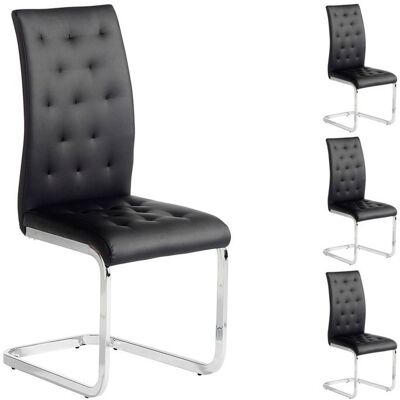Idimex Lot de 4 chaises de salle à manger CHLOE avec assise capitonnée et piétement chromé revêtement en synthétique noir Noir - Publicité Idimex Lot de 4 chaises de salle à manger CHLOE avec assise capitonnée et piétement chromé revêtement en synthétique noir Noir - Publicité