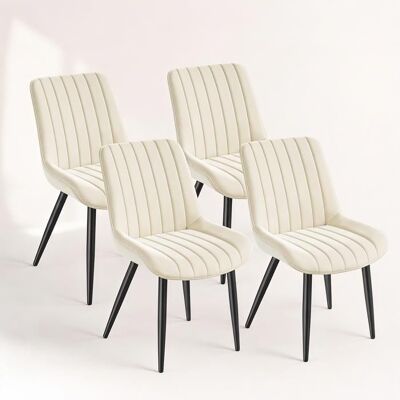 HavenlyHome Lot de 4 Chaises Salle à Manger Beige Velours Assise Douce Rembourrée Style Scandinave Pieds Métal Beige - Publicité HavenlyHome Lot de 4 Chaises Salle à Manger Beige Velours Assise Douce Rembourrée Style Scandinave Pieds Métal Beige - Publicité