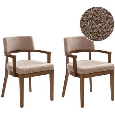 BELIANI Lot de 2 chaises de salle à manger DALBO Bouclé Marron foncé/taupe - Publicité BELIANI Lot de 2 chaises de salle à manger DALBO Bouclé Marron foncé/taupe - Publicité