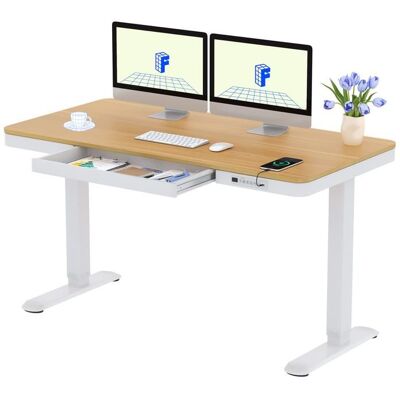 FlexiSpot Bureau Assis Debout Électrique 140×70cm avec Affichage LED Fonction Mémoire Port USB Table Électrique avec Tiroir Érable Blanc - Publicité FlexiSpot Bureau Assis Debout Électrique 140×70cm avec Affichage LED Fonction Mémoire Port USB Table Électrique avec Tiroir Érable Blanc - Publicité