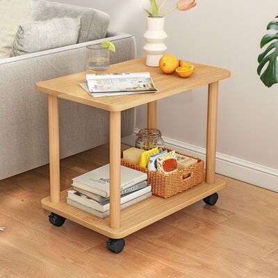 Desserte de Cuisine sur Roulettes - CREMLANK - Mini Table Basse de Salon - Bois Massif - Roulant - Couleur Bois - Publicité Desserte de Cuisine sur Roulettes - CREMLANK - Mini Table Basse de Salon - Bois Massif - Roulant - Couleur Bois - Publicité