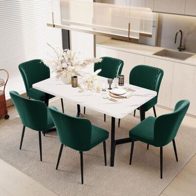 Generic Lot de 6 chaises rembourrée avec dossier Chaise de salle à manger avec structure en métal Vert foncé Velours Pour salon cuisine Vert - Publicité Generic Lot de 6 chaises rembourrée avec dossier Chaise de salle à manger avec structure en métal Vert foncé Velours Pour salon cuisine Vert - Publicité