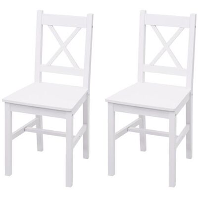 DÉCOSHOP26 Lot de 2 chaises de cuisine design rustique en bois de pin blanc 04_0007353 Blanc - Publicité DÉCOSHOP26 Lot de 2 chaises de cuisine design rustique en bois de pin blanc 04_0007353 Blanc - Publicité