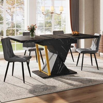 LEMONBEST Table à manger extensible 110/140 x 80 x 76 cm avec espace de rangement Pour cuisine salon et salles à manger Noir Noir - Publicité LEMONBEST Table à manger extensible 110/140 x 80 x 76 cm avec espace de rangement Pour cuisine salon et salles à manger Noir Noir - Publicité