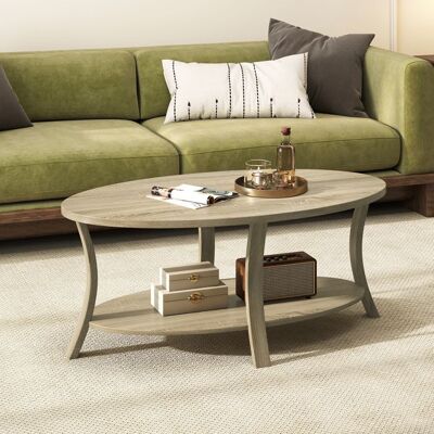 GIANTEX Table Basse Ovale à 2 Niveaux- Étagère de Rangement- Patins Antidérapants- Table d’Appoint- BureauSalon-111x605x47cm-Chêne - Publicité GIANTEX Table Basse Ovale à 2 Niveaux- Étagère de Rangement- Patins Antidérapants- Table d’Appoint- BureauSalon-111x605x47cm-Chêne - Publicité