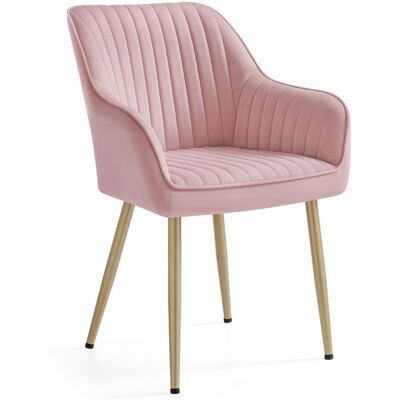 VASAGLE Chaise Salle à Manger Chaise de Cuisine Fauteuil en Velours Rembourrée avec Accoudoirs Rose Bonbon et Doré Clair Rose - Publicité VASAGLE Chaise Salle à Manger Chaise de Cuisine Fauteuil en Velours Rembourrée avec Accoudoirs Rose Bonbon et Doré Clair Rose - Publicité