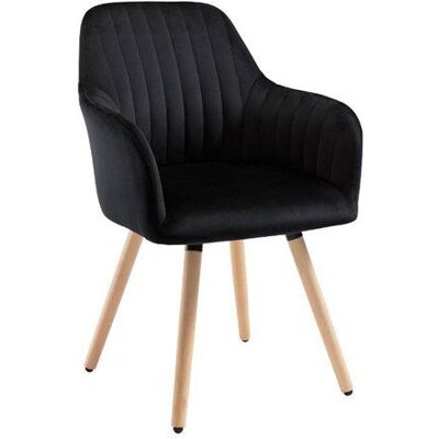 VENTE-UNIQUE Chaise avec accoudoirs en velours et pieds bois de hêtre - Noir - ELEANA Jaune - Publicité VENTE-UNIQUE Chaise avec accoudoirs en velours et pieds bois de hêtre - Noir - ELEANA Jaune - Publicité