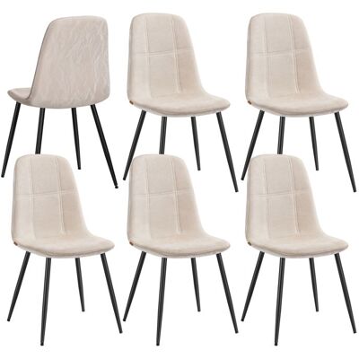 VASAGLE Chaises de Salle à Manger Lot de 6 Support Métallique Pieds Réglables Tissu Chenille PU Texturé Glacé Blanc Crème Blanc - Publicité VASAGLE Chaises de Salle à Manger Lot de 6 Support Métallique Pieds Réglables Tissu Chenille PU Texturé Glacé Blanc Crème Blanc - Publicité