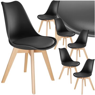Chaise - TECTAKE - Lot 6 fauteuils repas FRÉDÉRIQUE au style scandinave ergonomique avec patins feutrés 49 x 53 x 82 cm - Noir Noir - Publicité Chaise - TECTAKE - Lot 6 fauteuils repas FRÉDÉRIQUE au style scandinave ergonomique avec patins feutrés 49 x 53 x 82 cm - Noir Noir - Publicité