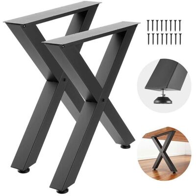 Pieds de Table en Forme de X-VEVOR-750x760 mm-Lot de 2-Pieds de Bureau en Acier au Carbone-avec Patins Gris - Publicité Pieds de Table en Forme de X-VEVOR-750x760 mm-Lot de 2-Pieds de Bureau en Acier au Carbone-avec Patins Gris - Publicité