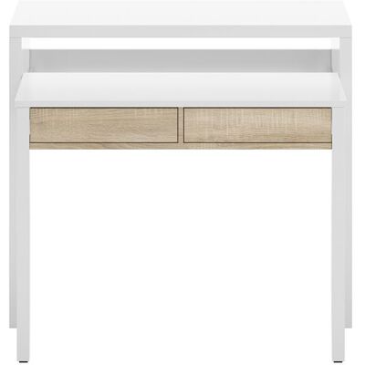 PEGANE Table console extensible convertible en bureau coloris blanc et chêne - Hauteur 88 x longueur 99 x Profondeur 36-70 cm Blanc - Publicité PEGANE Table console extensible convertible en bureau coloris blanc et chêne - Hauteur 88 x longueur 99 x Profondeur 36-70 cm Blanc - Publicité