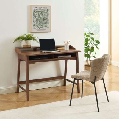 BAÏTA Bureau MAIA 2 compartiments effet noyer 110cm - Bois Marron - Publicité BAÏTA Bureau MAIA 2 compartiments effet noyer 110cm - Bois Marron - Publicité