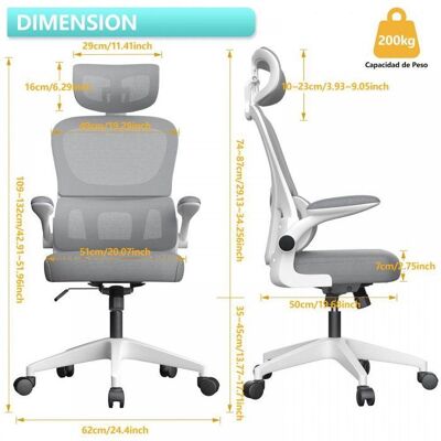 MIPAN. Chaise Bureau Ergonomique - Chaise de bureau à roulette 360° - Avec Support Lombaire + Roullettes - Max:120kg - Gris Gris - Publicité MIPAN. Chaise Bureau Ergonomique - Chaise de bureau à roulette 360° - Avec Support Lombaire + Roullettes - Max:120kg - Gris Gris - Publicité