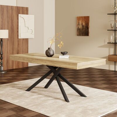 MERAX Table à Manger Extensible 140/180×80 cm Table Rectangulaire pour 6–8 Personnes Pieds Métal Chêne Jaune - Publicité MERAX Table à Manger Extensible 140/180×80 cm Table Rectangulaire pour 6–8 Personnes Pieds Métal Chêne Jaune - Publicité