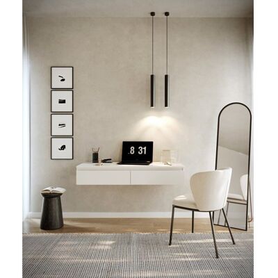 Coiffeuse blanche Selsey avec bureau et 2 tiroirs - 120cm - Style moderne - Publicité Coiffeuse blanche Selsey avec bureau et 2 tiroirs - 120cm - Style moderne - Publicité