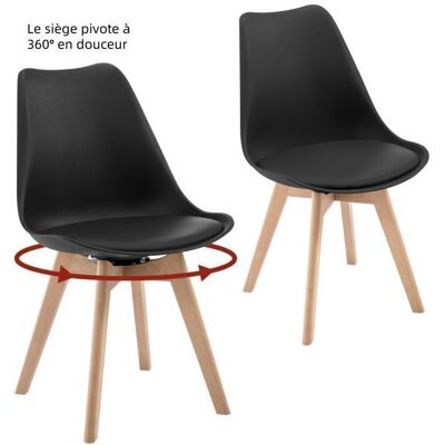 WOLTU Chaise Pivotante Lot de 2 - Chaise Salle à Manger Scandinave - Siège Rembourré en PU - Pieds en Bois Massif - Noir Noir - Publicité WOLTU Chaise Pivotante Lot de 2 - Chaise Salle à Manger Scandinave - Siège Rembourré en PU - Pieds en Bois Massif - Noir Noir - Publicité