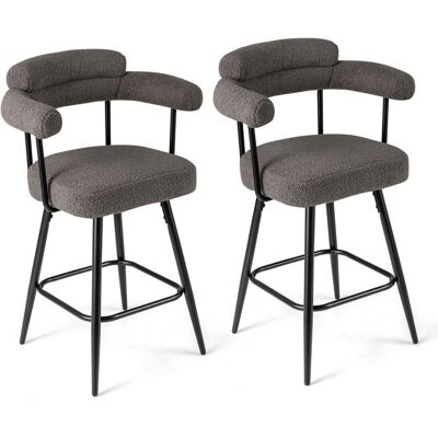 COSTWAY Lot de 2 Tabourets de Bar Pivotants - Dossier Rembourré et Accoudoirs Incurvés - Pieds en Métal pour Cuisine Café Gris Gris - Publicité COSTWAY Lot de 2 Tabourets de Bar Pivotants - Dossier Rembourré et Accoudoirs Incurvés - Pieds en Métal pour Cuisine Café Gris Gris - Publicité