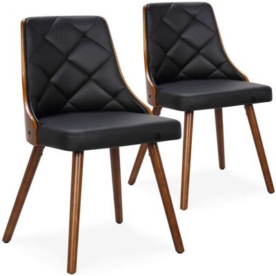 MENZZO Lot de 2 chaises scandinaves Lalix Bois Noisette et Noir - Chaises Salle À Manger Marron - Publicité MENZZO Lot de 2 chaises scandinaves Lalix Bois Noisette et Noir - Chaises Salle À Manger Marron - Publicité