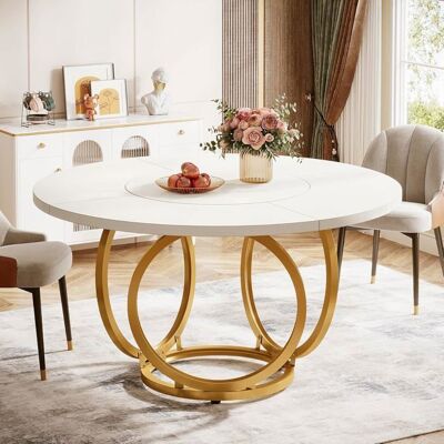 Tribesigns Table à Manger Ronde Moderne pour 4 personnes 118 CM table de cuisine blanche avec base en métal doré Blanc et Or Blanc - Publicité Tribesigns Table à Manger Ronde Moderne pour 4 personnes 118 CM table de cuisine blanche avec base en métal doré Blanc et Or Blanc - Publicité