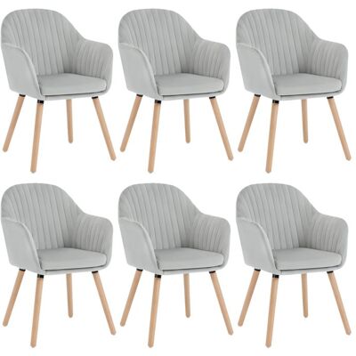 Chaises de Salle à Manger - WOLTU - Gris Clair - Lot de 6 - Accoudoirs - Pieds en Bois Massif Gris - Publicité Chaises de Salle à Manger - WOLTU - Gris Clair - Lot de 6 - Accoudoirs - Pieds en Bois Massif Gris - Publicité