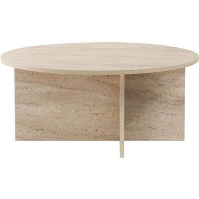 HANAH HOME Table basse en bois Soleil - 90 x 90 x 40 cm - Travertin Beige - Publicité HANAH HOME Table basse en bois Soleil - 90 x 90 x 40 cm - Travertin Beige - Publicité