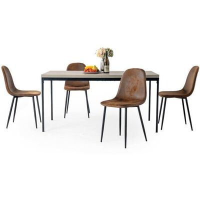 Ensemble table et chaises - FURNITURER - FurnitureR 5PCS Table à Manger avec Chaises - Gris - 4 places - Table 150 cm Gris - Publicité Ensemble table et chaises - FURNITURER - FurnitureR 5PCS Table à Manger avec Chaises - Gris - 4 places - Table 150 cm Gris - Publicité
