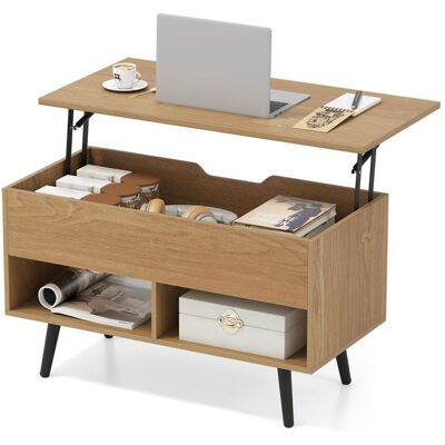 Table Basse Salon avec Plateau Relevable COSTWAY Pieds en Bois de Pin Table de Salon avec 2 Compartiments Rangement CachéNaturel Marron - Publicité Table Basse Salon avec Plateau Relevable COSTWAY Pieds en Bois de Pin Table de Salon avec 2 Compartiments Rangement CachéNaturel Marron - Publicité