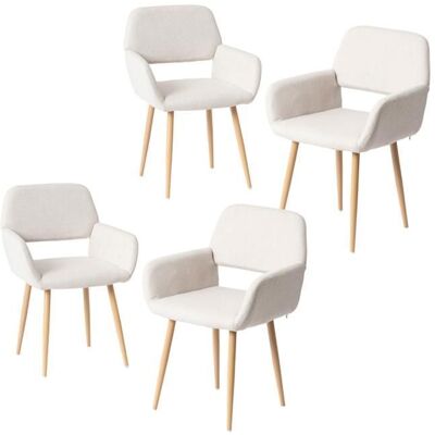 Chaise de salle à manger - FURNITURER - Moderne - Lot de 4 - Pieds métal - Tissu beige Beige - Publicité Chaise de salle à manger - FURNITURER - Moderne - Lot de 4 - Pieds métal - Tissu beige Beige - Publicité