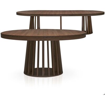 MENZZO Table ovale extensible Eliza Bois noisette - table à manger L150 x P100 x H76 cmAvec 1 rallonge : P100 x L200 cm Marron - Publicité MENZZO Table ovale extensible Eliza Bois noisette - table à manger L150 x P100 x H76 cmAvec 1 rallonge : P100 x L200 cm Marron - Publicité